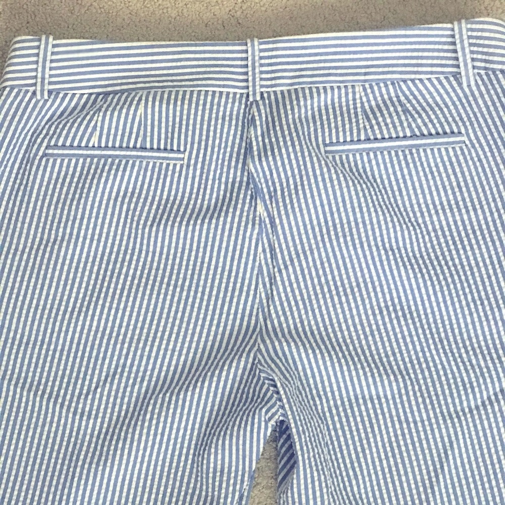 Light Blue & White Stripe Womens Pull-On Trousers - Picture 4 of 5